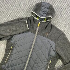 Karpos Gray Quilted Hooded Jacket Womens XXL Lime Interior Full Zip Warm Winter